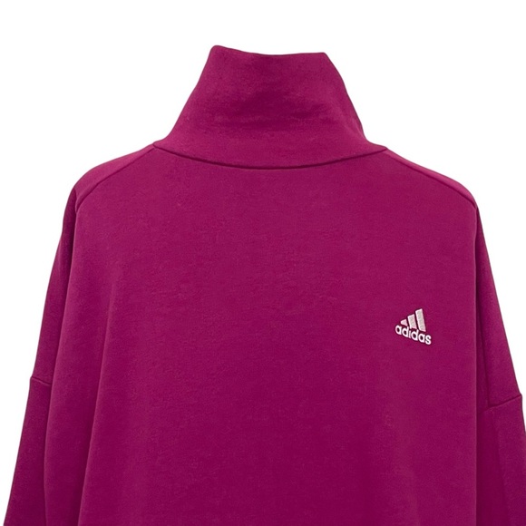 Adidas Funnel Neck Comfy Sweatshirt Women’s Size L Power Berry Loose Fit - Picture 5 of 11